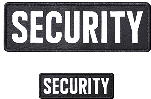 AXEN Security Embroidered Patches Large Loop and Hook Patch for Military Tactical Vest Uniform Jacket, Pack of 2 (One Large and One Small)