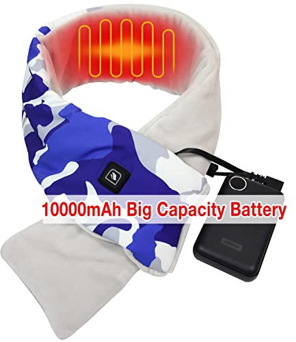 DUKUSEEK Heated Neck Wrap, Electric Heating Scarf Warm Pad for Neck Pain Relief W/ 10000mah Rechargeable USB Battery Powered