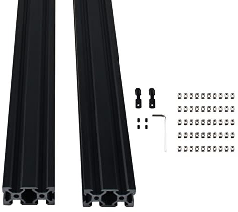 GooEquip 2 Stück 500mm V-Slot 2040 Aluminiumprofil Extrusions Aluprofil Norm Eloxierte Schwarze Aluminiumprofilextrusions-Linearschiene für 3D-Drucker und CNC-DIY-Lasergravurmaschine