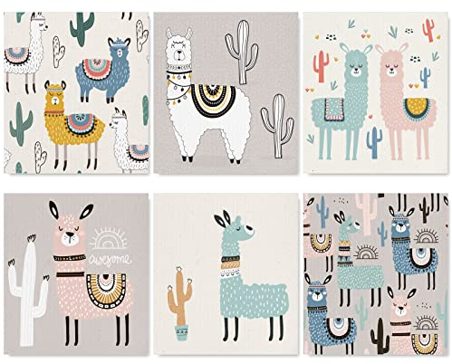 AnyDesign Alpaka schwedische Küchen-Geschirrtuch, niedliches Tier, saugfähig, Baumwolle, Küchentuch, Reinigungstücher für Party, Zuhause, Einweihungsfeier, Reinigungstücher, 17,8 x 20,3 cm, 6 Stück