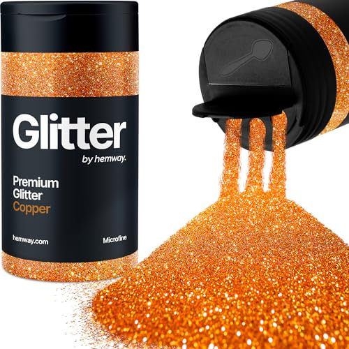 Hemway Premium Glitter Shaker - Copper | Microfine Metallic Flake Sequins for Resin & Epoxy Crafts | Craft Supplies for Tumblers, Festival, Hair, Face, Body, Eye & Nail Art | 125 g