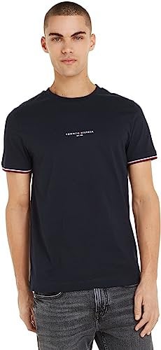 Tommy Hilfiger Homme T-Shirt Manches Courtes Tipped Tee Col Ras-du-Cou, Bleu (Desert Sky), M