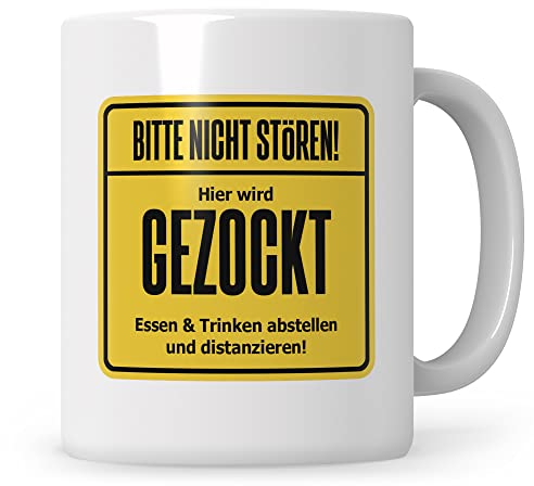 Sweetify Gamer Tasse Bitte nicht stören Hier wird gezockt, Gamer Zocker Kaffeetasse für Gamer Geschenk Zocker Geschenkidee Gaming Spruch lustig