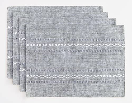 Wracra Tischset 4er Set, Tischsets Abwaschbar 30 x 45 cm, Platzset Waschmaschinenfest Grau Stoff, Baumwolle Leinen Tischsets Platzsets für Tisch, Küche, Essen (Grau)