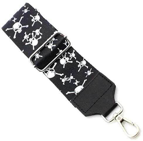 Breiter Taschengurt Schultergurt Tragegurt Tasche Schulterriemen für Crossbody Bag Gurt Leoparden und Skull Totenkopf und Blumen Motiv 01 (Taschengurt Totenkopf Weiß BK 01)