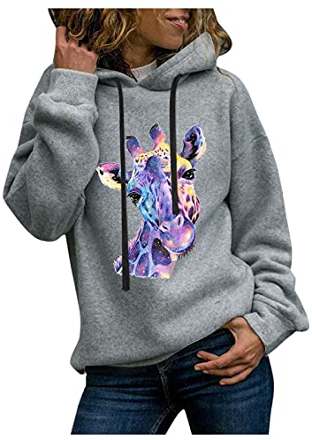 Batik T Shirt Damen Casual Fashion Sweatshirt Giraffe Print Top Langarm Kapuzenpullover Farming Simulator 19