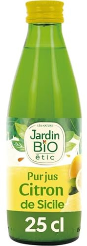 JARDIN BIO - Pur Jus De Citron Bio En Verre 25Cl, 100% naturel pour une cuisine équilibrée et saine - Produit Biologique. - Lot De 4 - Vendu Par Lot