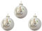 Weihnachtskugeln Glas 8cm 3er Set mit Motiv Taube und Zweig - Wollweiß : Ivory - Elfenbein - cremeweiß
