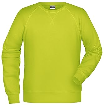 James & Nicholson Herren Raglan Sweatshirt - Sweatshirt im Raglanschnitt aus Bio-Baumwolle | Farbe: acid-yellow | Grösse: 3XL
