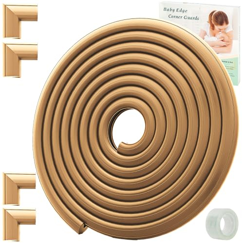 Dekukar Kind Möbel Stoßfänger Baby Proofing (Große 2.3m/7.5ft Kante + 4 Eckenschutz), Schwerlast Soft NBR Kantenschutz Schaumstoff, Tischkantenschutz Ecken für Schublade (Vorgeklebt, Baby Kopfschutz)