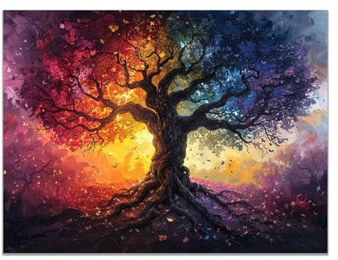 JOSUE Quadro Albero Della Vita Da Parete Albero astratto Stampa Su Tela In Xxl Moderni,Oro, nero Quadri Arredo Per Soggiorno Salotto Ufficio Bar Ristorante-40x60cm Non incorniciato