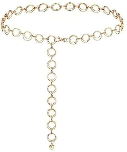 Multi-Layer Metal Chain Waist Belt for Women - Fashionable Bling O-ring Belt for Dress Pants Coat