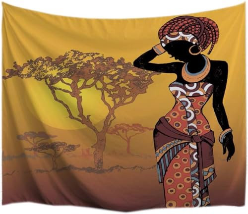 igyhuij Afrikanische Frau Wandteppich, Aesthetic Psychedelic Tapestry Afrikanische Frau, Home Decor Wandteppiche Wandkunst für Zimmer, 3D Wandtuch Tapisserie 130x150 cm ss6947
