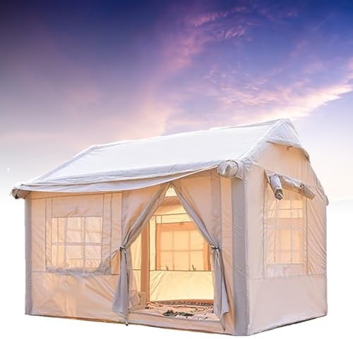 SMoonga Aufblasbares Campingzelt, Freizeit im Freien, 4,8 m², wasserdicht, großes Oxford-Zelt für 4–6 Personen, einfacher Aufbau mit Tragetasche, zum Angeln, Camping und Wandern