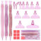 Snewvie Diamond Painting Stift Metall Aufsätze,Diamond Painting Zubehör Set mit 3 Styles 5D Drill Pen und 12 Styles Rosa Metall Ersatzköpfe,Diamond Painting Stift mit Gewinde
