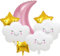DazzJoy Mond Deko Wolken Baby Ballon,7 Stück Baby Shower Deko Folienballon,Babyparty Deko Mädchen Junge,Stern Luftballons für Kinderzimmer Deko,Babyzimmer Birthday Decorations,Kinder Deko Geburtstag