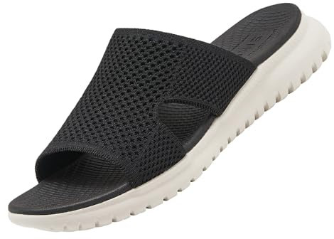 Acfoda Sandalen Damen Sommer Bequeme Pantoletten Leichte Hausschuhe Weiche Latschen Casual Schlappen Elegant Slipper Hausschlappen Sandale mit Fussbett Schwarz B 39