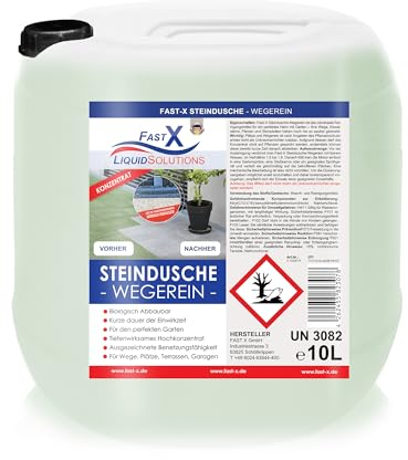 FAST X Steindusche-Wegerein Konzentrat 10L – Effektive, Umweltfreundliche Außenreinigung für Pflaster, Platten und Steine - unkrautvernichter