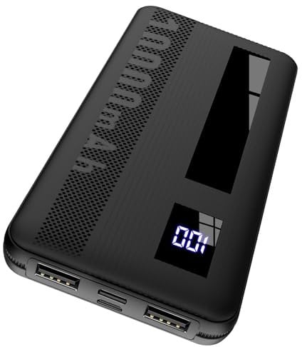 Power Bank, 10000mAh powerbank Sottile 5V/3A Ricarica Rapida, con USB C Input Batteria Esterna Display Digitale LED per iPhone 16 15 14 13 12 Pro Max Mini Plus Samsung Huawei iPad Pro Android etc