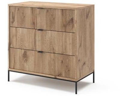 Vicco Kommode Eliza, Kommodenschrank, Viking Oak, 80 x 81.2 cm mit 3 Schubladen