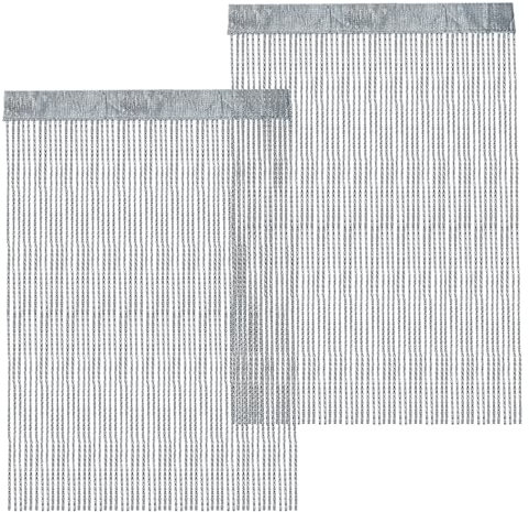XRPRPX 2 Stück Türvorhang mit Quasten, Silberdraht, Trennvorhang für Innenräume, 90 x 200 cm, Türvorhang, Dekoration für Türen, Fenster, für Schlafzimmer, Wohnzimmer, Party (Silber)