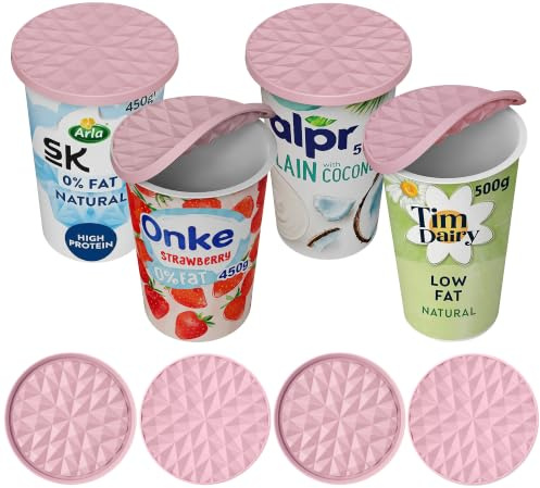 Wingcases Silikon-Untersetzer für Getränke, große JoghurtDeckel 500g, rutschfest, antihaftbeschichtet, Kaffeetischdekoration, tolles Geschenk für jeden Anlass, zartes Rosa, 4 Stück