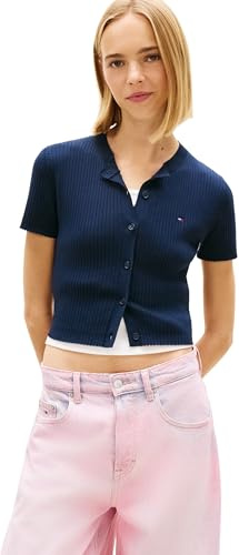 Tommy Jeans Damen Tjw Essential Ss Rib Cardigan Dw0dw22315 Strickjacke (1er Pack)