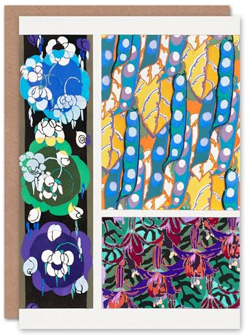 Artery8 Edouard Benedictus Art Card Colourful Floral Art Deco Patterns