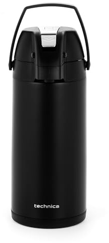 TECHNICA Thermoskanne 5L Schwarz Edelstahl mit Pumpe | Pumpkanne Langlebig&stilvoll für heiße&kalte Getränke Thermosflasche mit Doppelwandige Isolierung für lange Wärmespeicherung