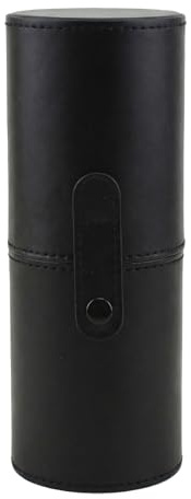 Porte-pinceaux de maquillage en cuir synthétique noir avec couvercle, organiseur de rangement cylindrique portable pour outils cosmétiques pour voyage et utilisation à la maison