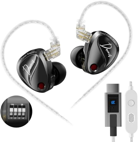 KZ Duonic USB C Headphones, Triple-Magnet Planar Magnetic + Super-Linear Dynamic Dual Driver in-Ear Monitor, HiFi Bass Earbuds with Microphone, Comfort-fit Noise Isolating IEM (DSP, Tuning)