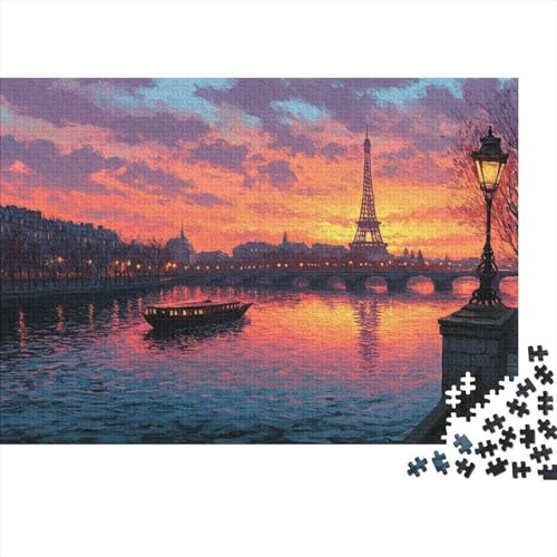 Pariser Dämmerung Puzzle 1000 Teile 38x26cm aus recyceltem Papier für Sci-Fi-Enthusiasten Stadtbild lustig herausfordernd Schlafzimmerdekoration lustiges Geschenk