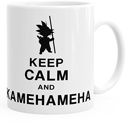 MoonWorks Son Goku Tasse Keep Calm and Kamehameha Dragon Ball einfarbig weiß Unisize