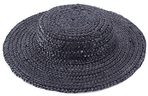 Lawliet A224 Fascinator mit Strohhalm, gestreift, einfarbig - Schwarz - Small
