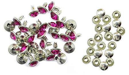 Weddecor Nieten Acryl Strasssteine Nieten Mode Accessoire für Lederhandwerk Designer Bekleidung Gürtel Taschen Hundehalsbänder Schuhe 50 Stück, hot pink, 8 mm