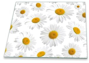 decorwelt | Herdabdeckplatte 60x52 cm Ceranfeldabdeckung 1-Teilig Universal Elektroherd Induktion für Kochplatten Herdschutz Deko Schneidebrett Sicherheitsglas Spritzschutz Glas Blume