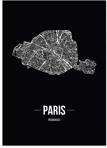 JUNIWORDS Stadtposter - Wähle Deine Stadt - Paris - 40 x 60 cm Poster - Schrift B - Schwarz