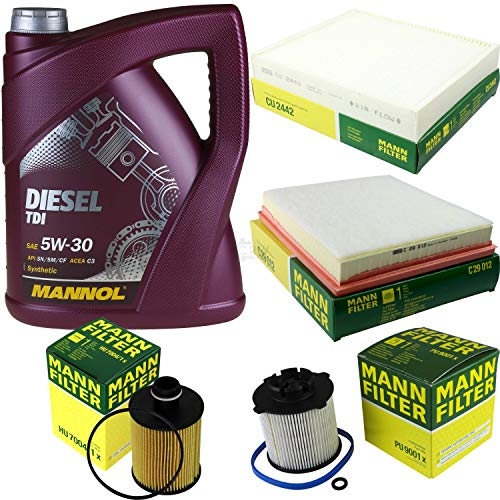 Filter Set Inspektionspaket 5 Liter MANNOL Motoröl Diesel TDI 5W-30 API SN/CF MANN-FILTER Luftfilter Innenraumfilter Ölfilter Kraftstofffilter