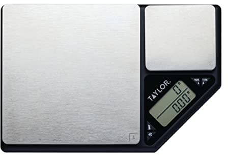 KitchenCraft Digital Kitchen Scale Dual Platform, Taylor Pro Professional Standard, Precision Accuracy and Tare Function, Brushed Stainless Steel, 5kg Capacity Black/Silver