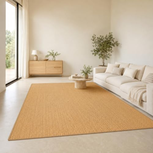 Floordirekt Sisal Teppich 100% Sisal Naturteppich, 100 x 150 cm Natur | Rutschhemmender Latexrücken, Sisal Läufer, Gekettelte Kanten, Für Wohnzimmer, Flur & Esszimmer