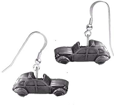 Klassische französische Auto-Ohrringe mit Zinn-Effekt, 2CV, ref37, auf Haken, 925er Sterlingsilber, gestempelt