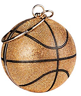 Gripit Damen Bling Basketball Geldbörse mit Diamantakzenten, runde Kugel, Kristalltasche, Geldbörse, Handgelenk, Handtaschen, Goldfarbene Clutch, Gold, 5.51inch Diameter, Kleiner Basketball