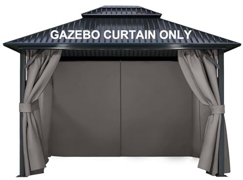 COWVIE 4-Panel 10' x 12' Gazebo Replacement Curtains, Patio Privacy Sidewalls with Double Zipper, Replacement for Outdoor Gazebo Canopy (Curtain Only)
