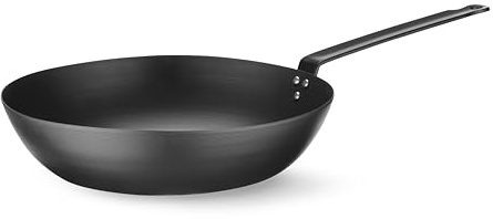 HENDI Poêle Wok, convient à toutes sources de chaleur, fond: ø180mm, revêtement antiadhésif naturel après le culottage, 530x304x(H)105mm, acier au carbone