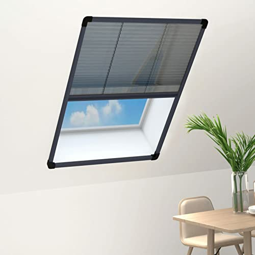 Gecheer Insektenschutz-Plissee für Fenster Fliegengitter Dachfenster Mückenschutz Fliegenschutz Mückengitter Sonnenschutz Sichtschutz Aluminium Anthrazit 80x120cm