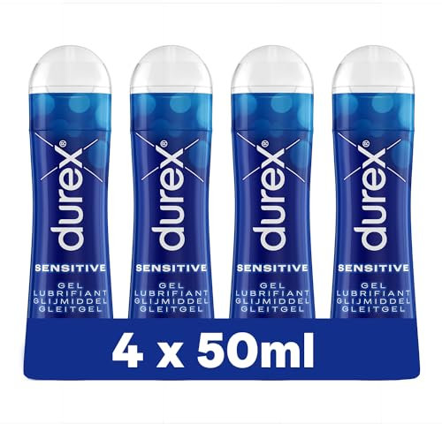 Durex - Lot de 4 Lubrifiants intimes Sensitive - Lubrifiant comestible à base d'eau - 4x50ml