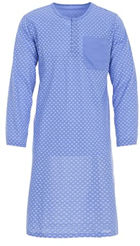 Herren Nachthemd 1/1 Arm mit Brusttasche Langarm Schlafshirt