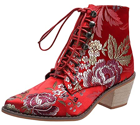 Stivali Motocross Stivali Donna Alti con Tacco Black Short Boots for Girls Stivali Estivi Donna Traforati Morbidi Stivali Donna Texani in Pelle Stivaletti Casual Rosso #4 38.52