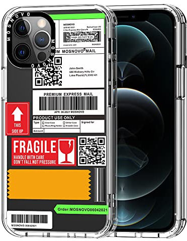 MOSNOVO Case for iPhone 12 Pro Max, [Buffertech 6.6ft Military-Grade Drop Protection] [Anti Peel Off Tech] Clear TPU Bumper Phone Case Cover Design - MOSNOVO Mail Label