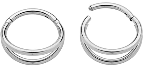 365 Sleepers (8mm) Titan 1,2 mm Doppelring Segment Nasenring Hoop Knorpelohrring Septum Clicker Ring Klappbarer Lippen Conch Daith Helix Rook Tragus Lobe Snug Piercing Schmuck